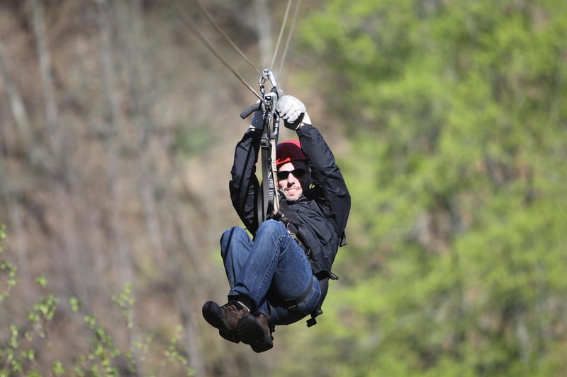 Zip Lining in Forest